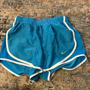 Nike Women's Teal and White Athletic Shorts